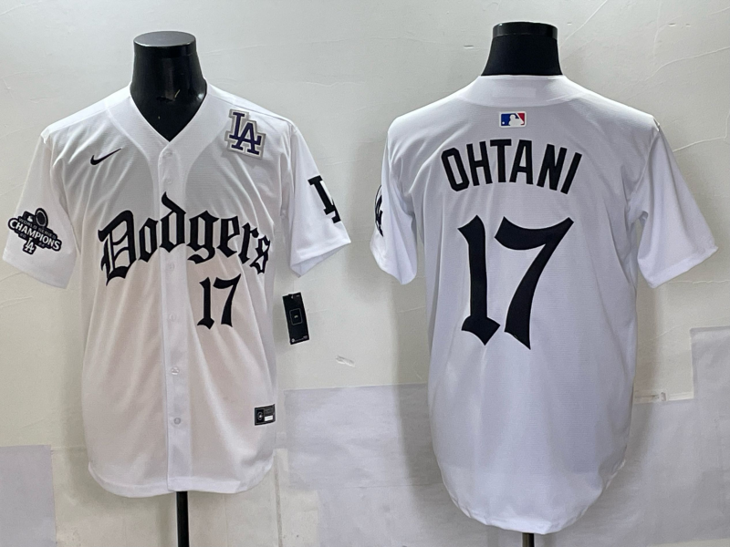 Men Los Angeles Dodgers #17 Ohtani white Nike 2025 MLB jersey 0012